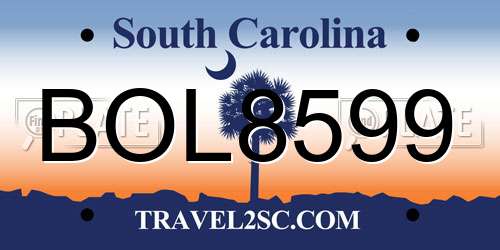 BOL8599 South Carolina License Plate