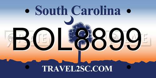 BOL8899 South Carolina License Plate