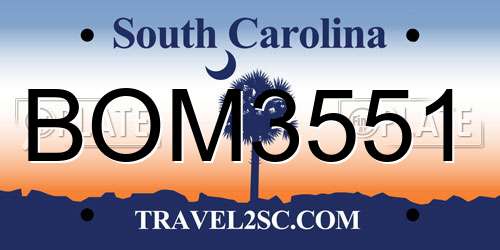 BOM3551 South Carolina License Plate