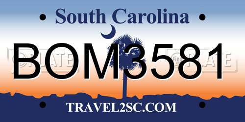 BOM3581 South Carolina License Plate