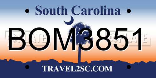 BOM3851 South Carolina License Plate
