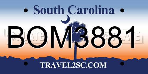 BOM3881 South Carolina License Plate