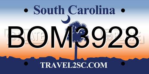 BOM3928 South Carolina License Plate