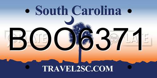 BOO6371 South Carolina License Plate