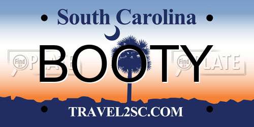 BOOTY South Carolina License Plate