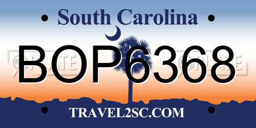 BOP6368 South Carolina License Plate