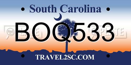 BOQ533 South Carolina License Plate
