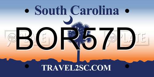 BOR57D South Carolina License Plate