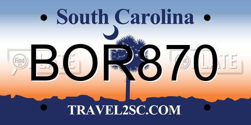 BOR870 South Carolina License Plate