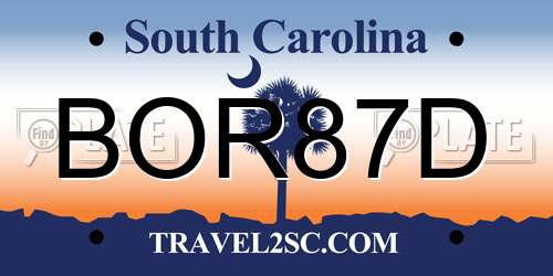 BOR87D South Carolina License Plate