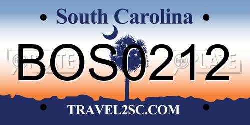 BOS0212 South Carolina License Plate