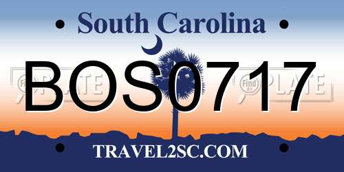 BOS0717 South Carolina License Plate