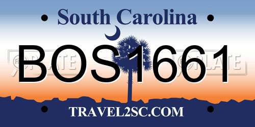 BOS1661 South Carolina License Plate