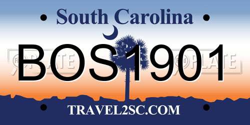 BOS1901 South Carolina License Plate