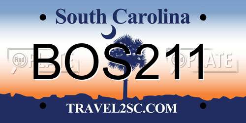BOS211 South Carolina License Plate