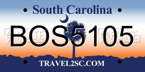 BOS5105 South Carolina License Plate