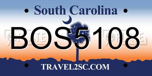 BOS5108 South Carolina License Plate