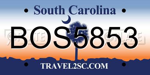 BOS5853 South Carolina License Plate