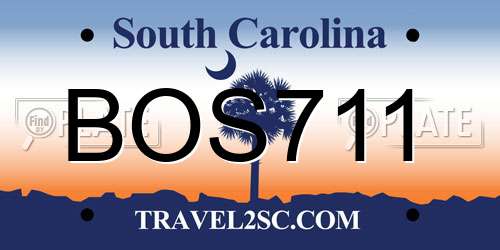 BOS711 South Carolina License Plate