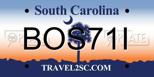 BOS71I South Carolina License Plate