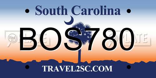 BOS780 South Carolina License Plate