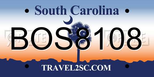 BOS8108 South Carolina License Plate