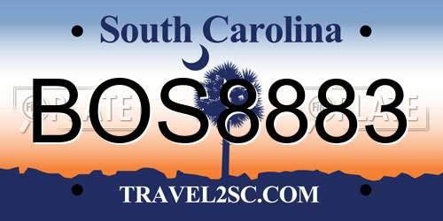 BOS8883 South Carolina License Plate