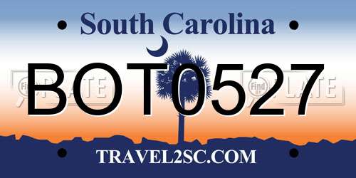 BOT0527 South Carolina License Plate