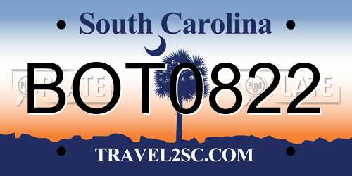 BOT0822 South Carolina License Plate
