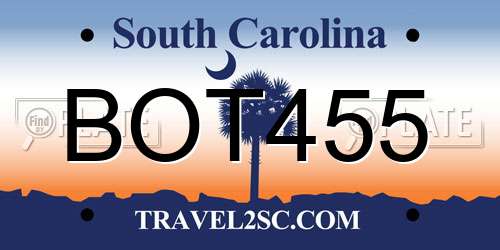 BOT455 South Carolina License Plate
