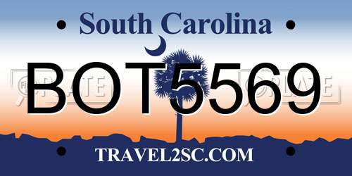 BOT5569 South Carolina License Plate