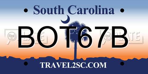 BOT67B South Carolina License Plate
