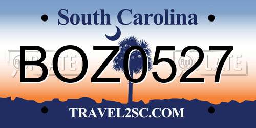 BOZ0527 South Carolina License Plate