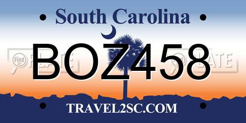 BOZ458 South Carolina License Plate