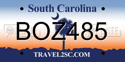 BOZ485 South Carolina License Plate