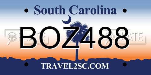 BOZ488 South Carolina License Plate