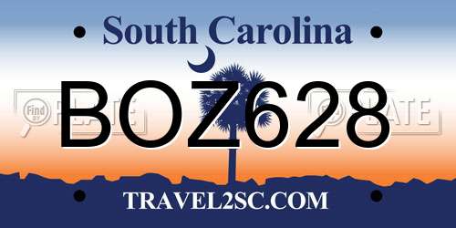 BOZ628 South Carolina License Plate
