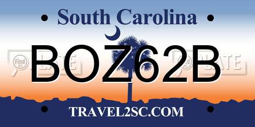 BOZ62B South Carolina License Plate
