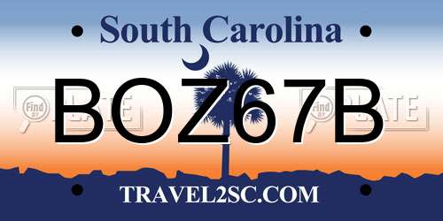 BOZ67B South Carolina License Plate