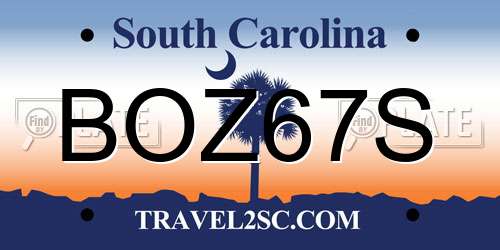 BOZ67S South Carolina License Plate