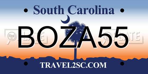 BOZA55 South Carolina License Plate