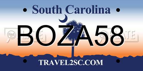 BOZA58 South Carolina License Plate