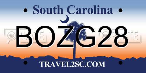 BOZG28 South Carolina License Plate
