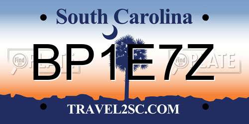 BP1E7Z South Carolina License Plate