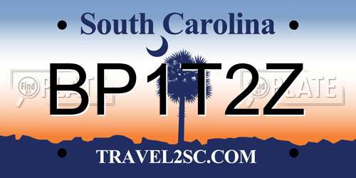 BP1T2Z South Carolina License Plate