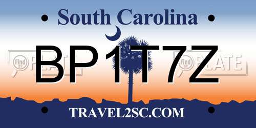 BP1T7Z South Carolina License Plate