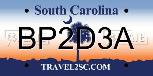BP2D3A South Carolina License Plate