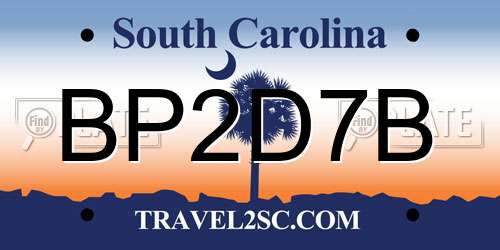 BP2D7B South Carolina License Plate
