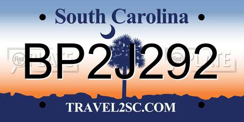 BP2J292 South Carolina License Plate