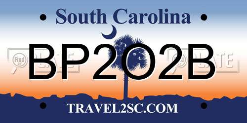 BP2O2B South Carolina License Plate